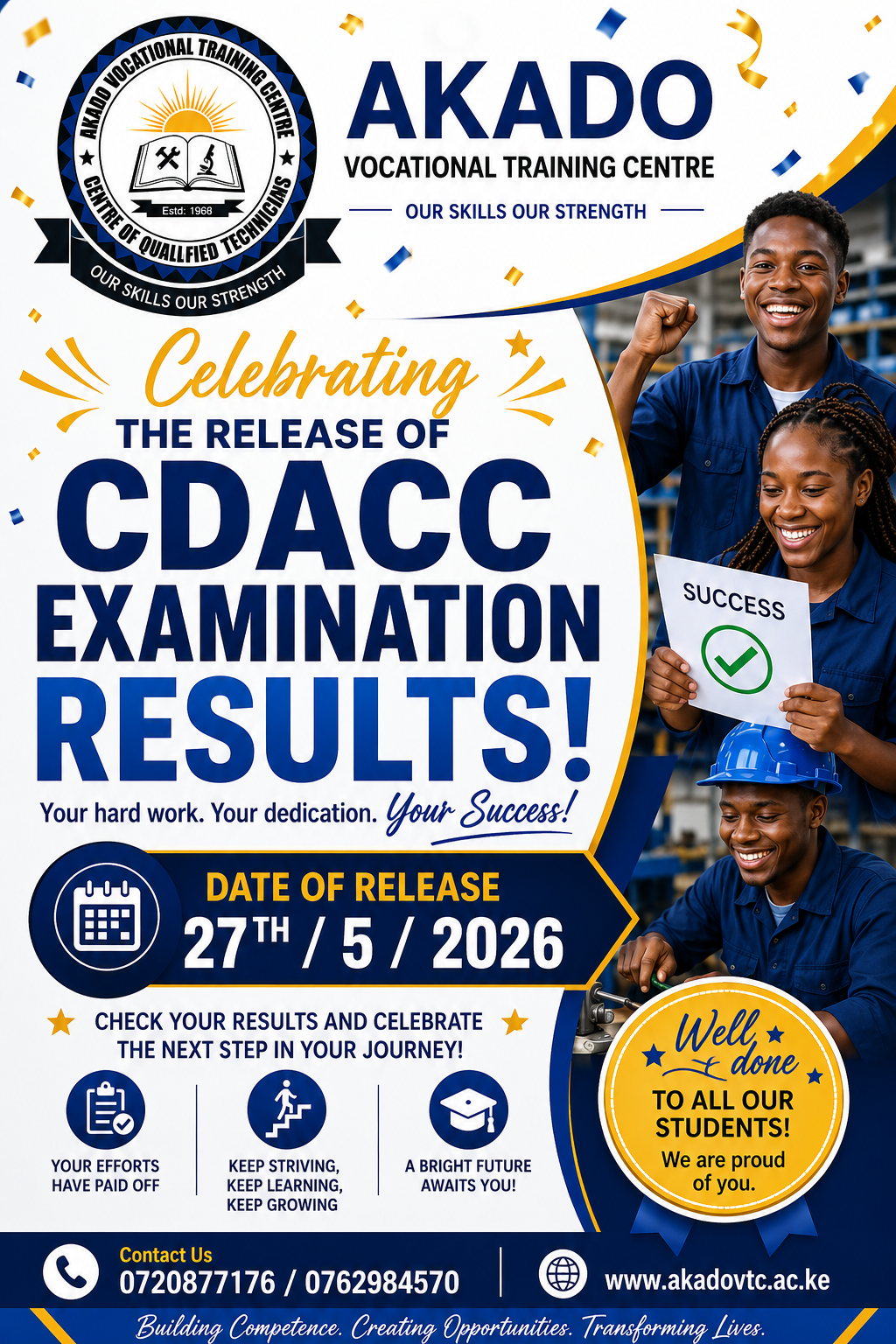 MESSAGE FROM AKADO VOCATIONAL TRAINING CENTRE ADMINISTRATION